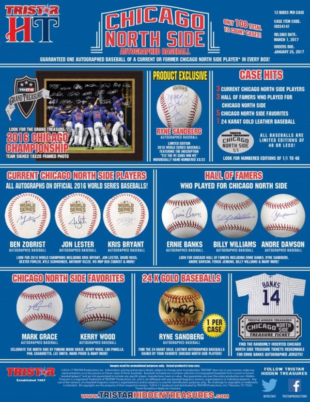 2017 Tristar Autographed Baseball Chicago North Side！ トレーディングカード・スポーツ